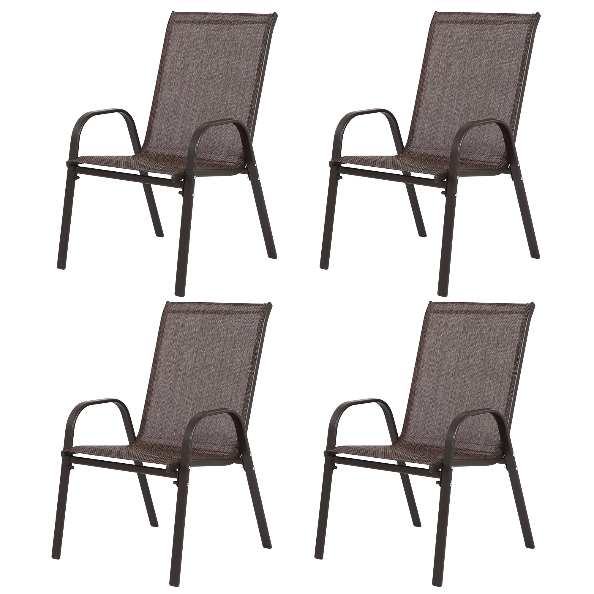 8 Piece Patio Chairs with Breathable Textilene Fabric - Brown by HouseOfZazla