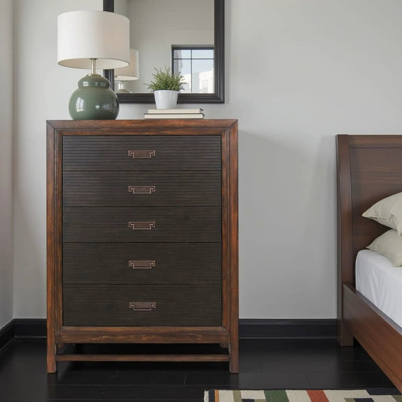 5 Drawer Chest, 2 Tone - Brown by Unique Piece Furniture