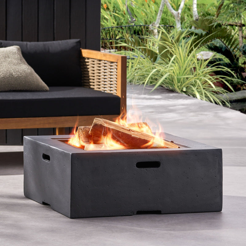 Outdoor Square MGO Wood Burning Fire Pit - Dark Gray by HouseOfZazla