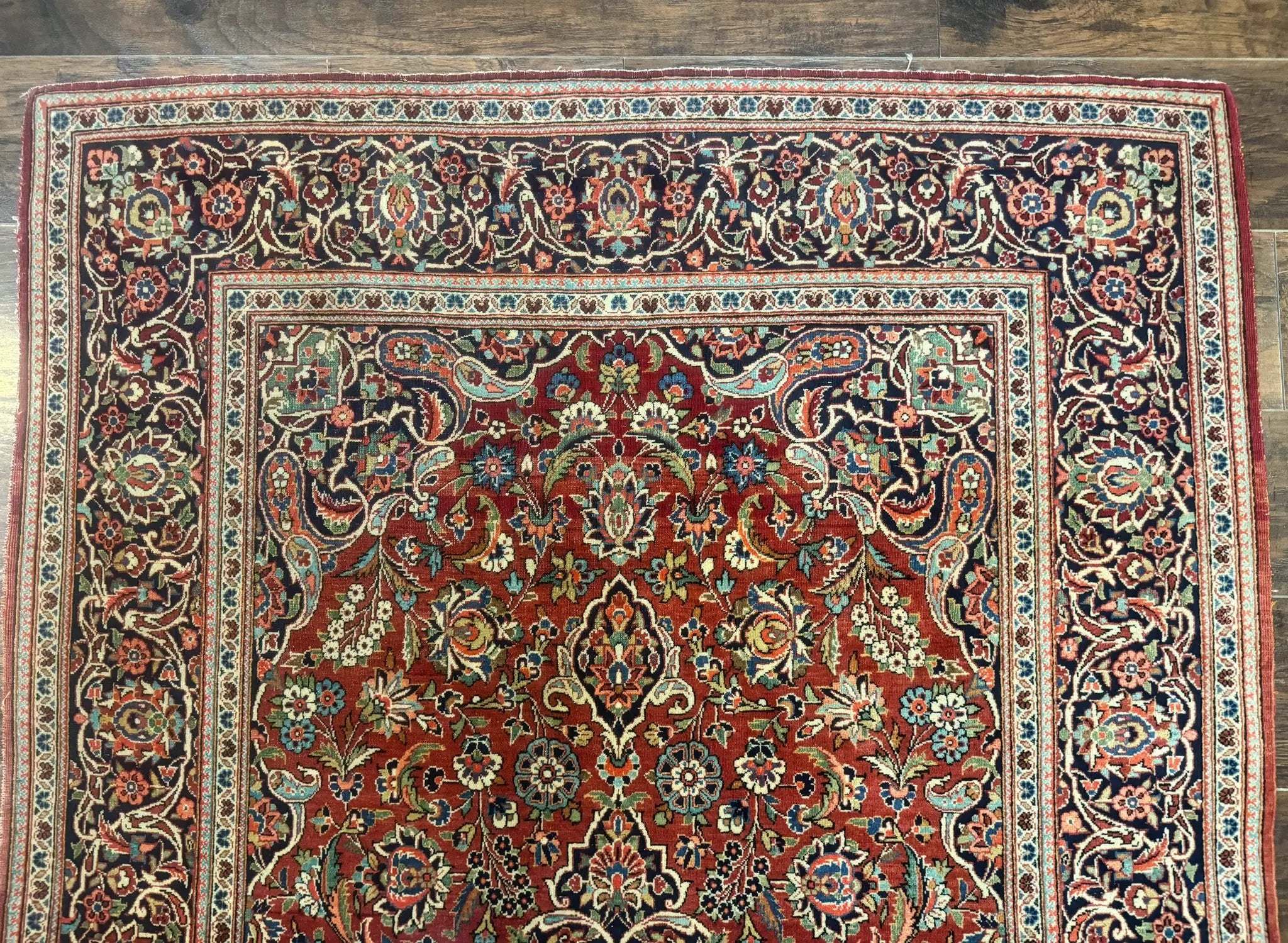 Persian Kashan Rug 4x7, Red, Floral Medallion, Vintage, Wool by Jewel Rugs