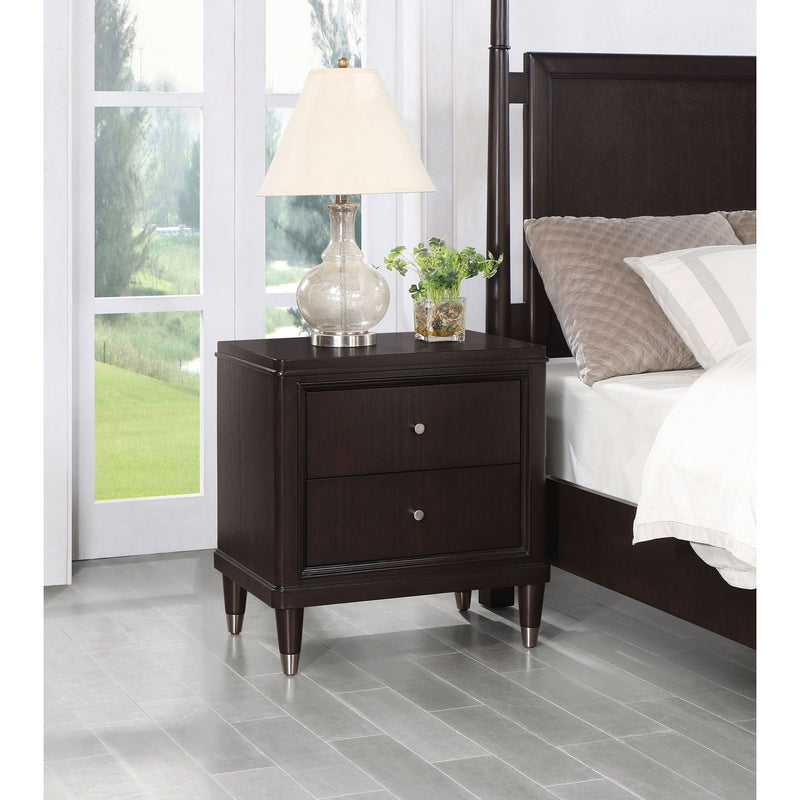 Niguel - 2 Drawer Nightstand With Felt Lined Top Drawer - Brown by HouseOfZazla