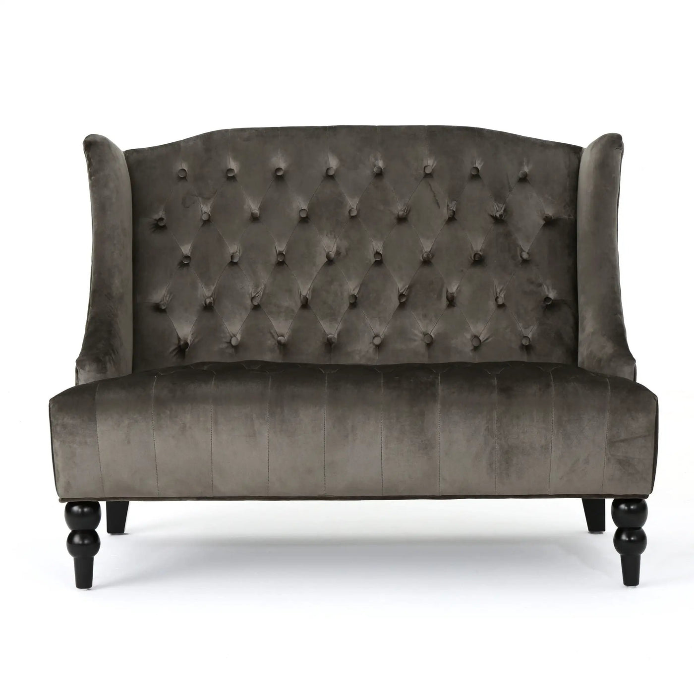 Nurturing Upholstered Loveseat With Wing Back And Diamond Tufting by HouseOfZazla