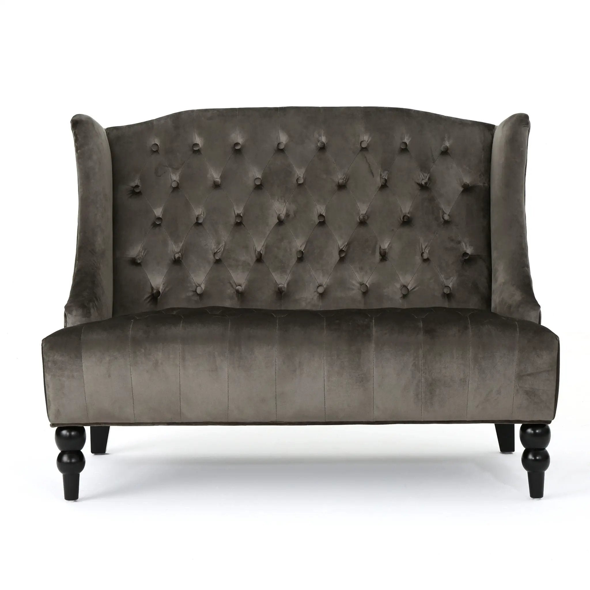 Nurturing Upholstered Loveseat With Wing Back And Diamond Tufting by HouseOfZazla