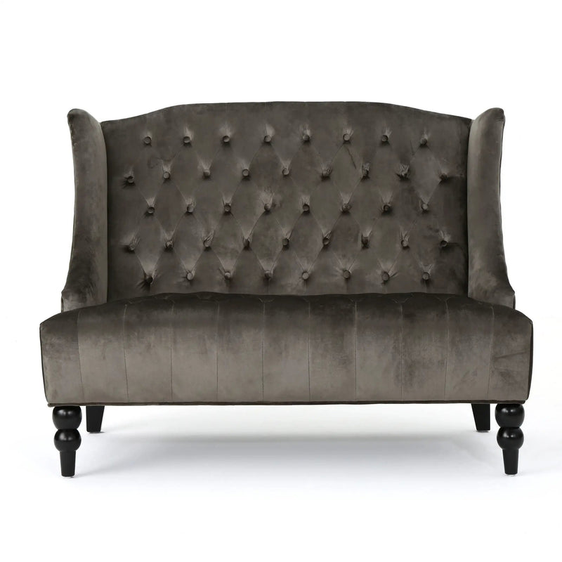 Nurturing Upholstered Loveseat With Wing Back And Diamond Tufting by HouseOfZazla