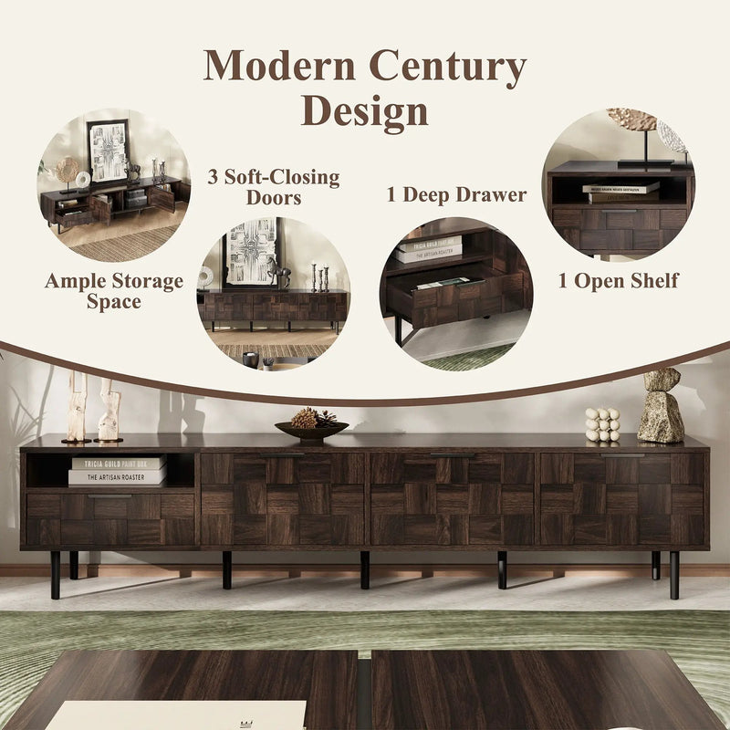 78" TV Stand With Storage Cabinets For Living Room - Walnut by Unique Piece Furniture