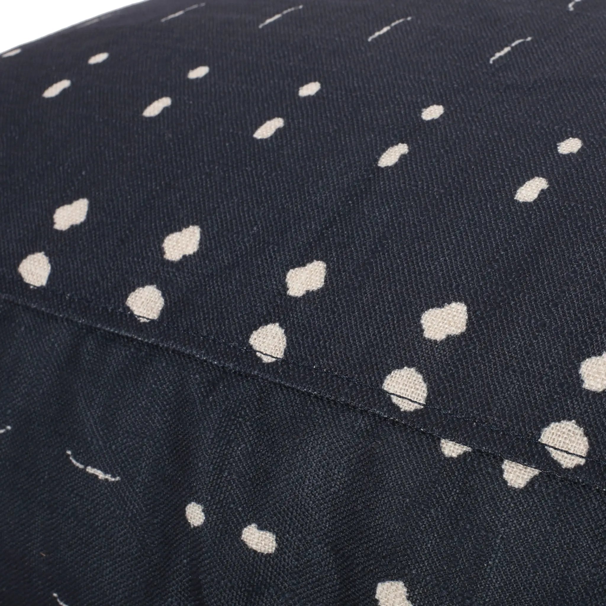 Dalm - Fabric Square Pouf Ottoman With Polystyrene Beads Filling - Dark Blue / White by HouseOfZazla