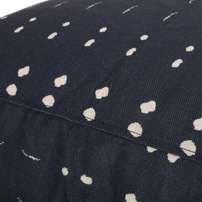 Dalm - Fabric Square Pouf Ottoman With Polystyrene Beads Filling - Dark Blue / White by HouseOfZazla