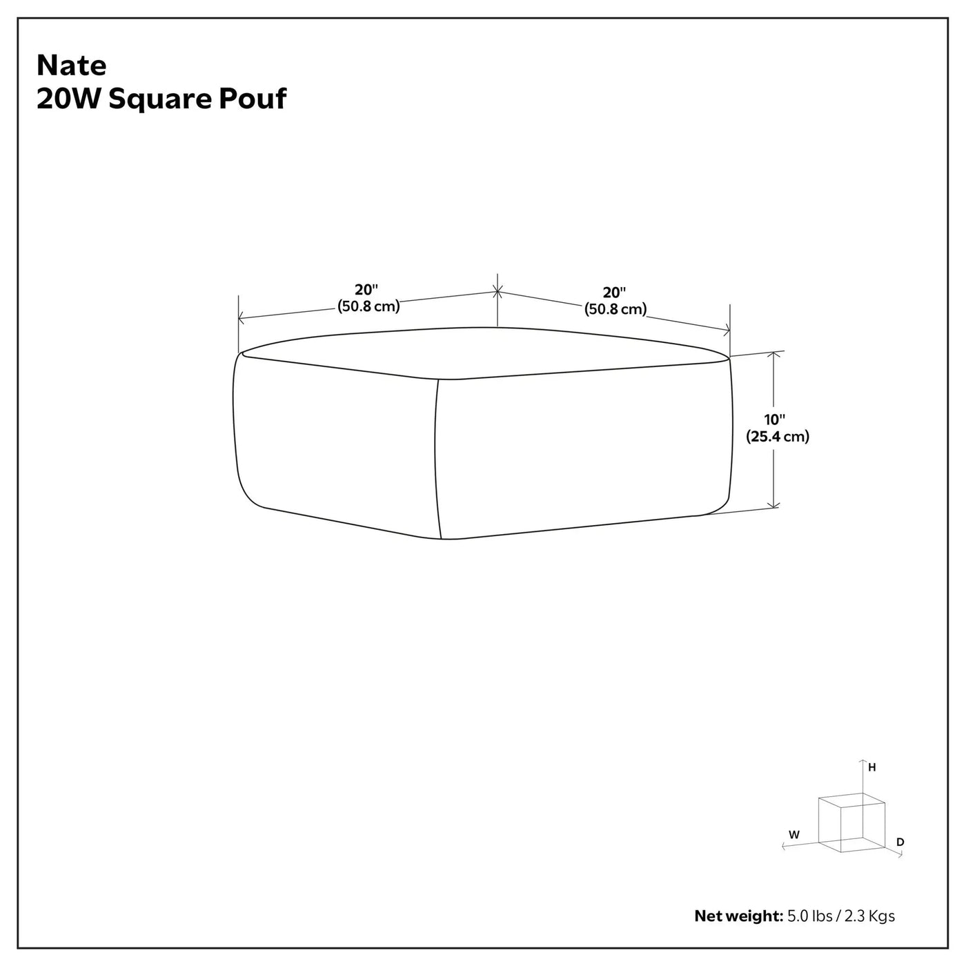 Nate - Handcrafted Square Pouf by Unique Piece Furniture