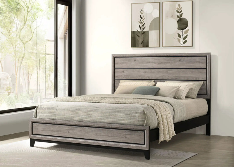 Valen Wood California King Panel Bed Light Taupe by Unique Piece Furniture
