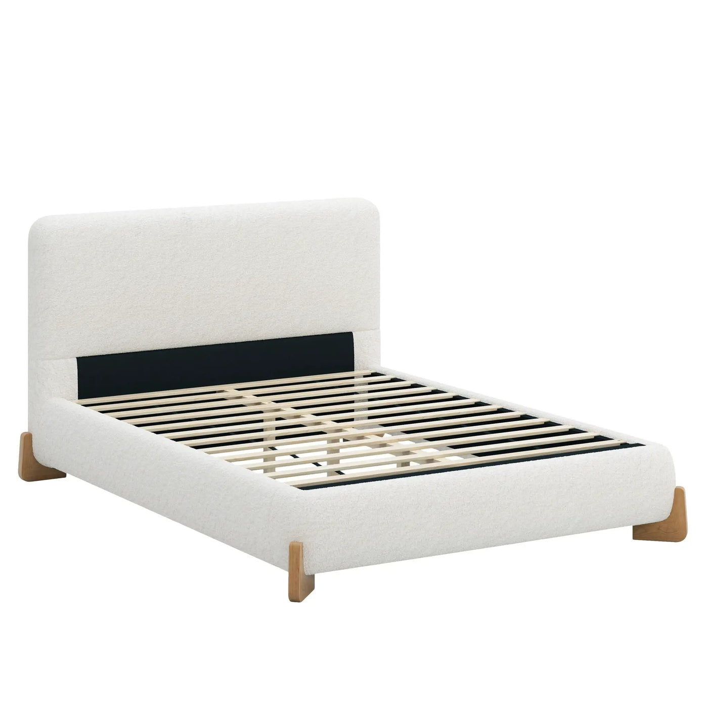Elegant Boucle Upholstered Bed With Solid Wood Feet by HouseOfZazla