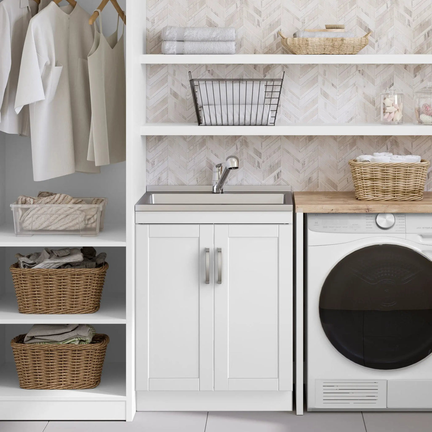 Kyle - Laundry Cabinet & Faucet And Stainless Steel Sink by HouseOfZazla