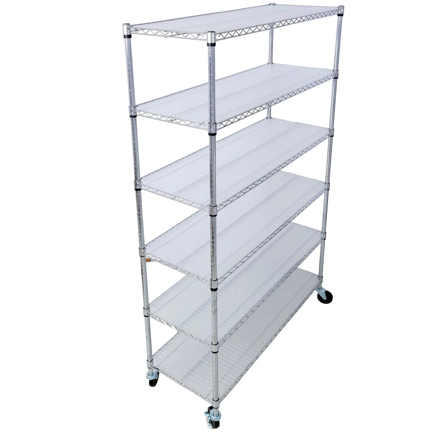 6 Tier 6000Lbs Capacity Nsf Metal Shelf Wire Shelving Unit, Heavy Duty Adjustable Storage Rack With Wheels & Shelf Liners For Commercial Grade Utility Steel Storage Rack by Unique Piece Furniture