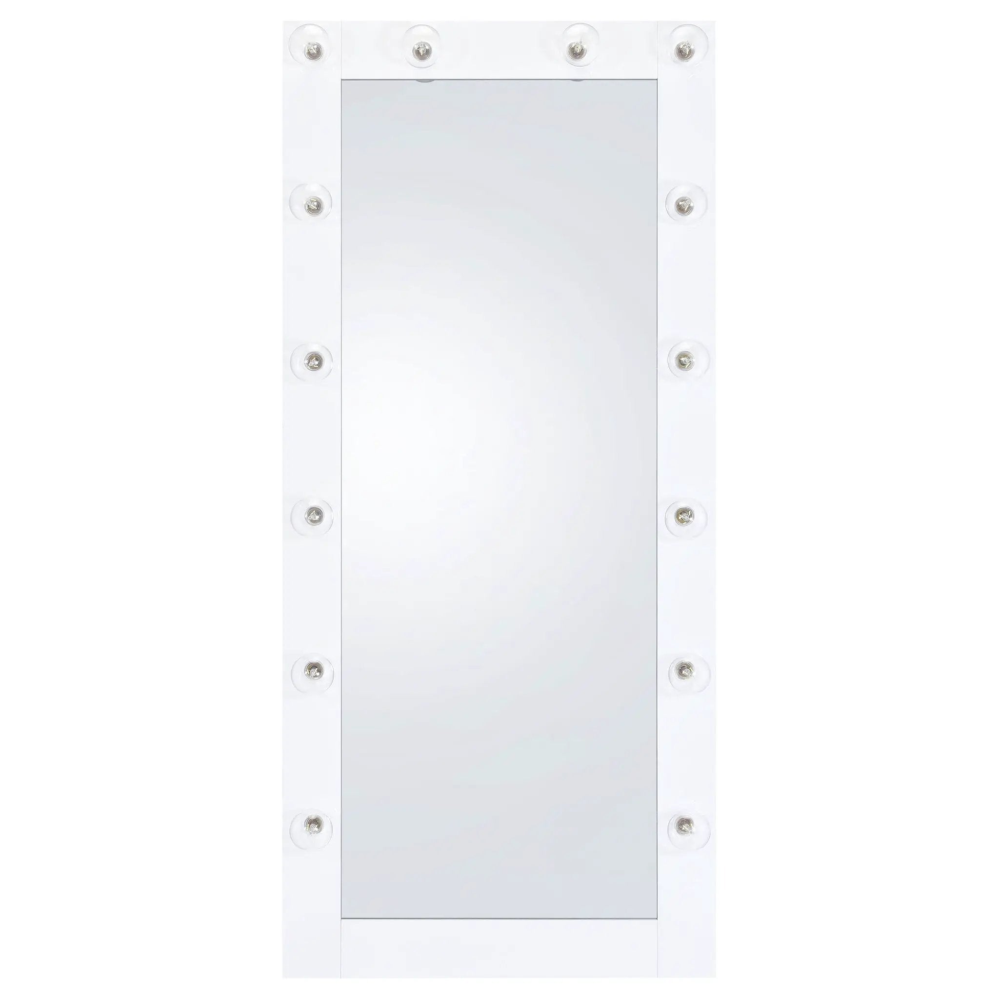 Zayan 32 x 71 Inch Floor Mirror LED Lighting White Gloss by Unique Piece Furniture