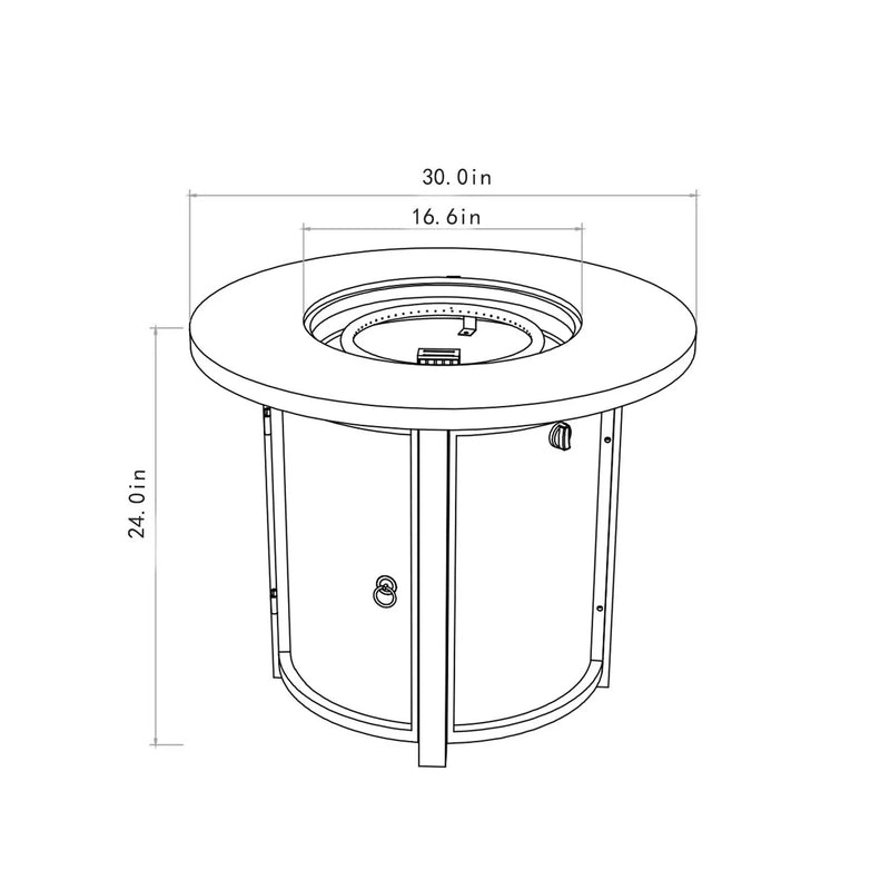 30" Propane Gas Fire Pit Table, 50000 BTU Round Steel Fire Pit by HouseOfZazla