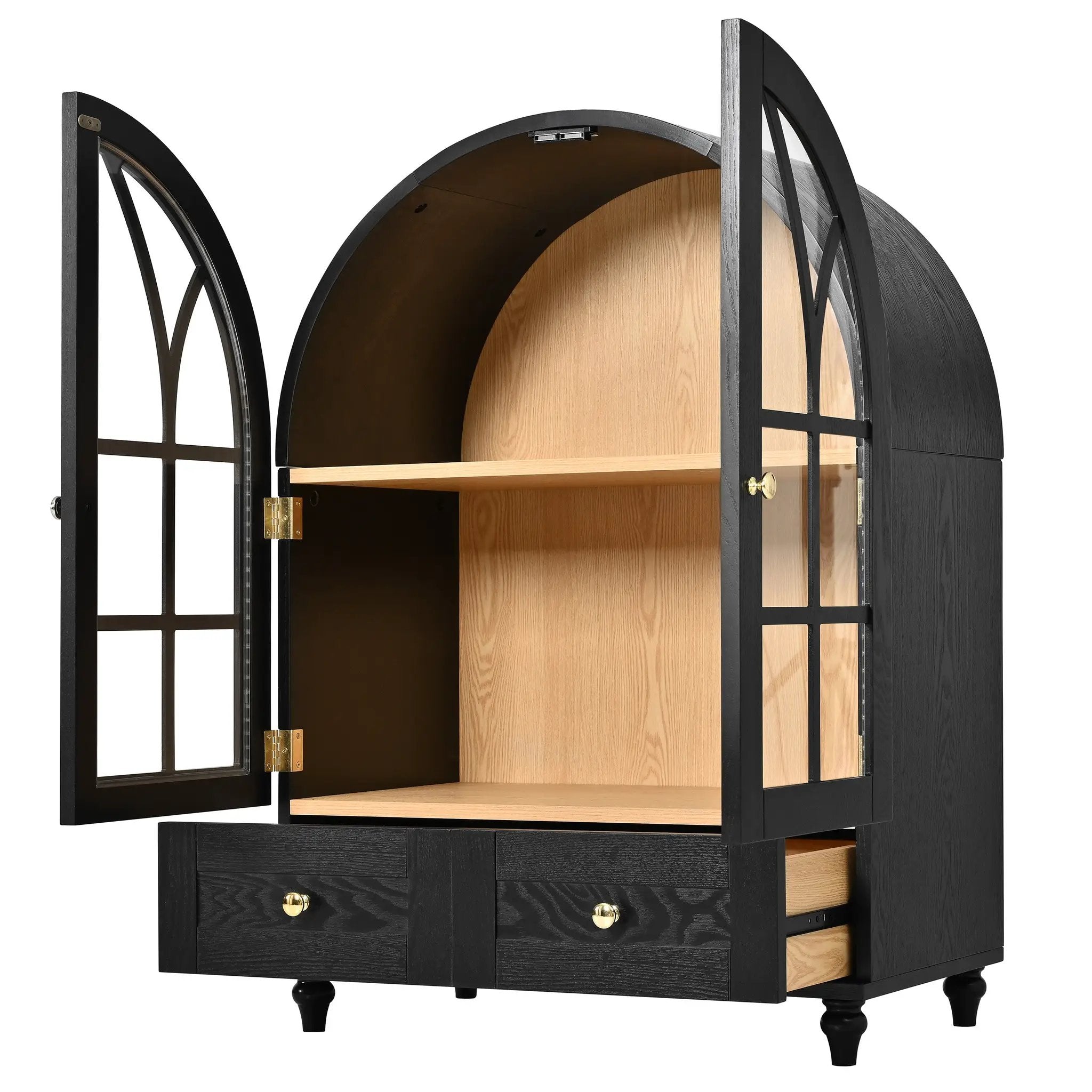 Arched Display Cabinet with Tempered Glass Doors by HouseOfZazla