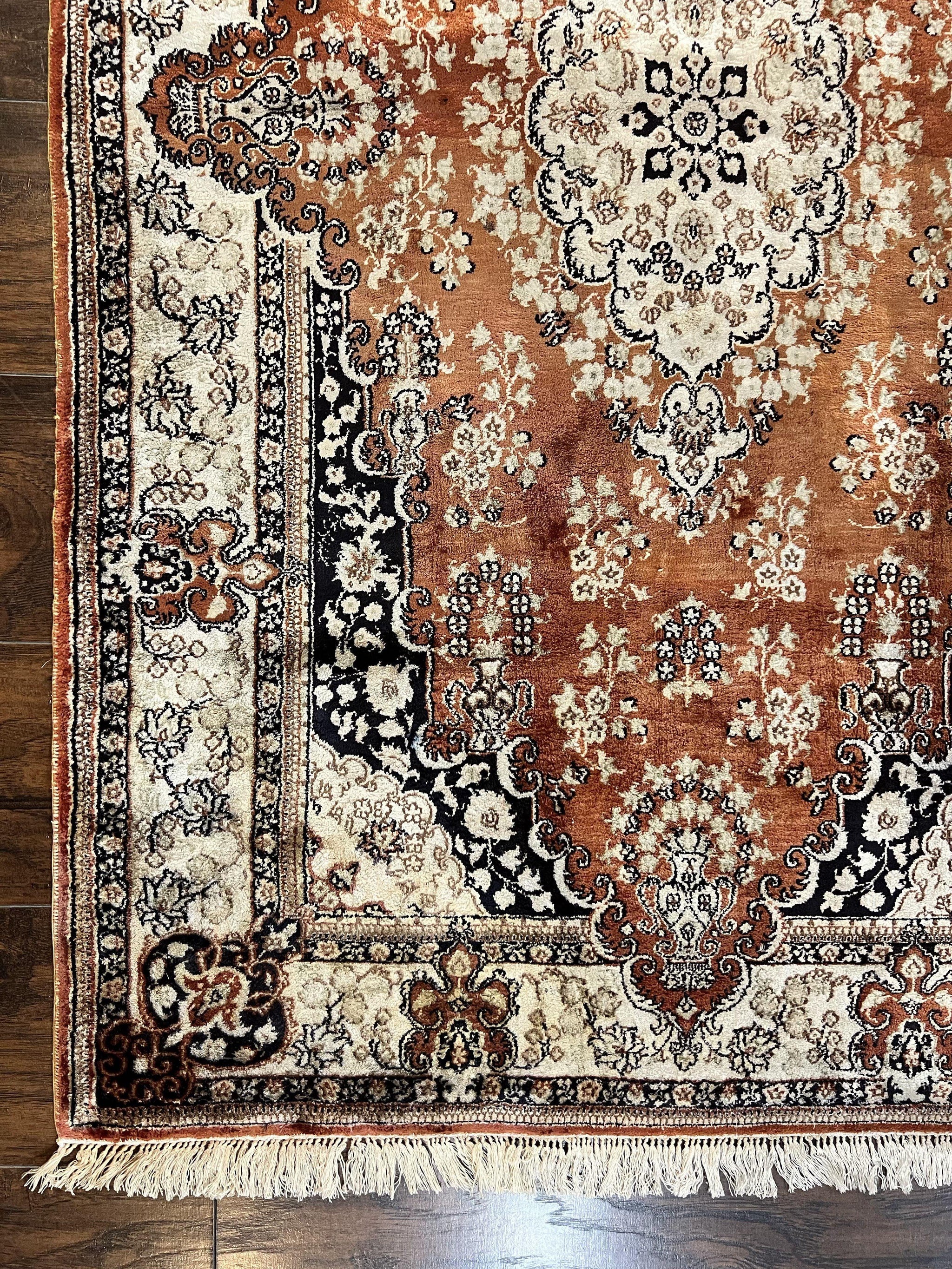 Turkish Silk Rug 3x5, Very Fine 400 KPSI, Floral Medallion, Hand Knotted by Jewel Rugs