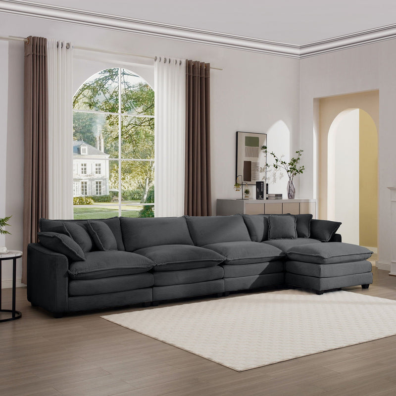 Modern Oversized Modular Cushion Sofa With Ottoman, Low Back, Deep Seating Sofa Set by Unique Piece Furniture