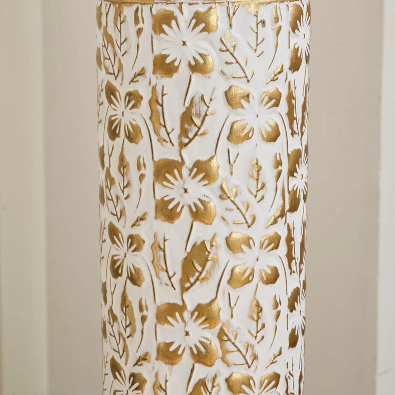 Mother's Day Gift Set Gilded White 3D Relief Flower Metal Vase Set - White / Gold by HouseOfZazla