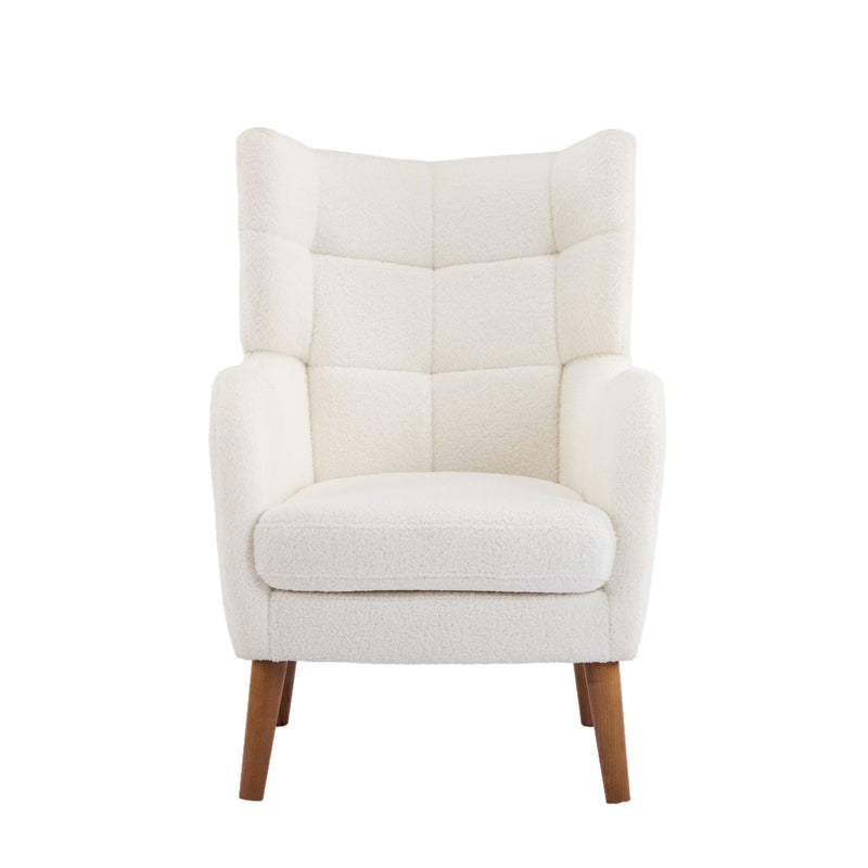 Accent Chair With Birch Wood Legs - White by HouseOfZazla