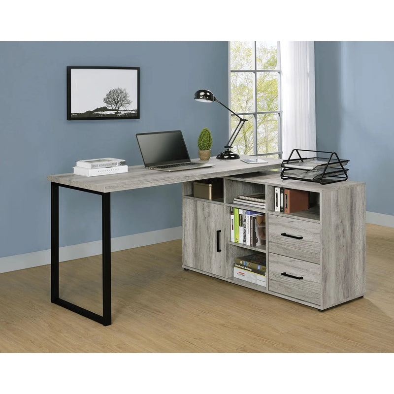 Corrado - L-Shape Office Desk With Storage - Gray by HouseOfZazla