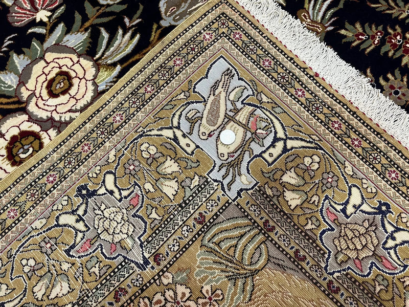 Persian Qum Pictorial Rug 4.8 x 6.5 - Layla & Majnun, Birds by Jewel Rugs