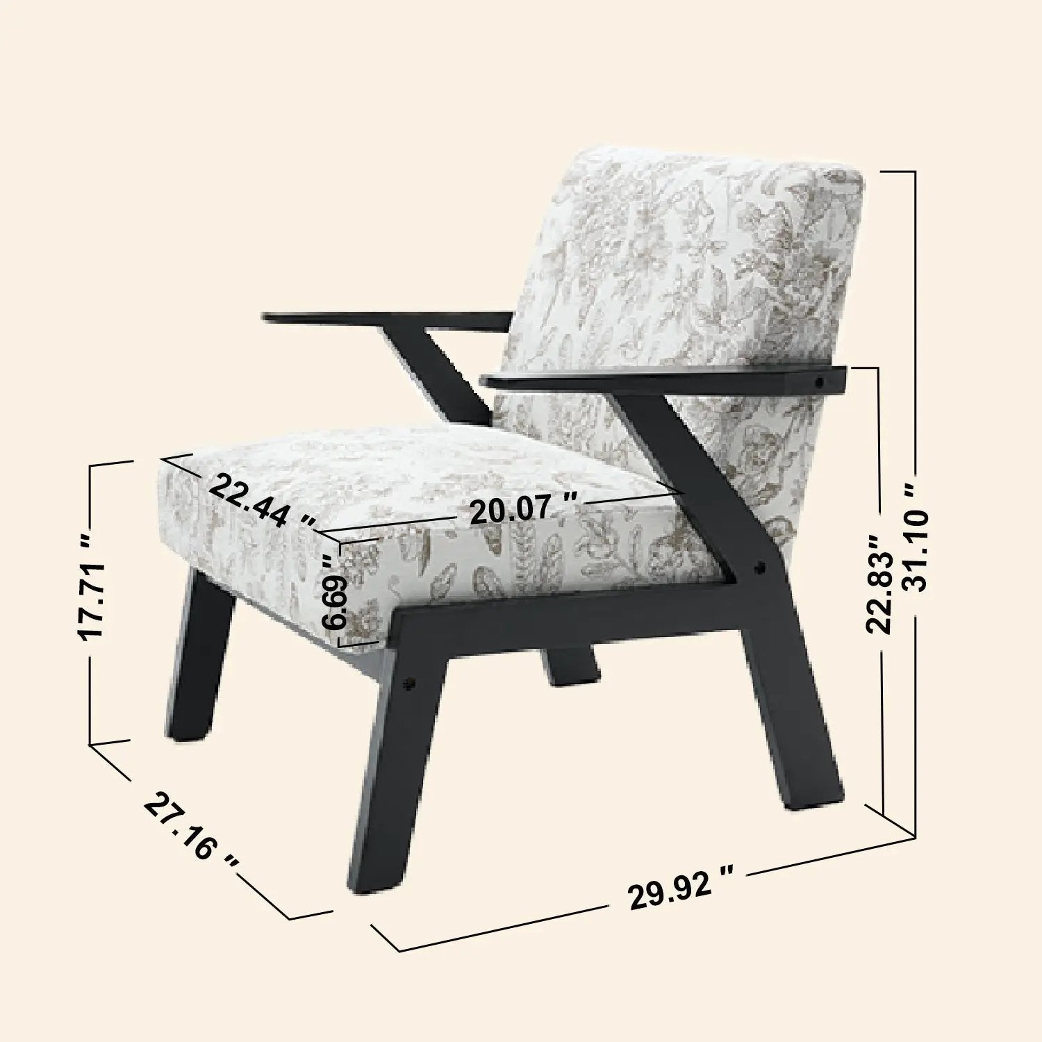 Mid-Century Modern Lounge Armchair - Seat Cushion (Beige + Grey) by HouseOfZazla