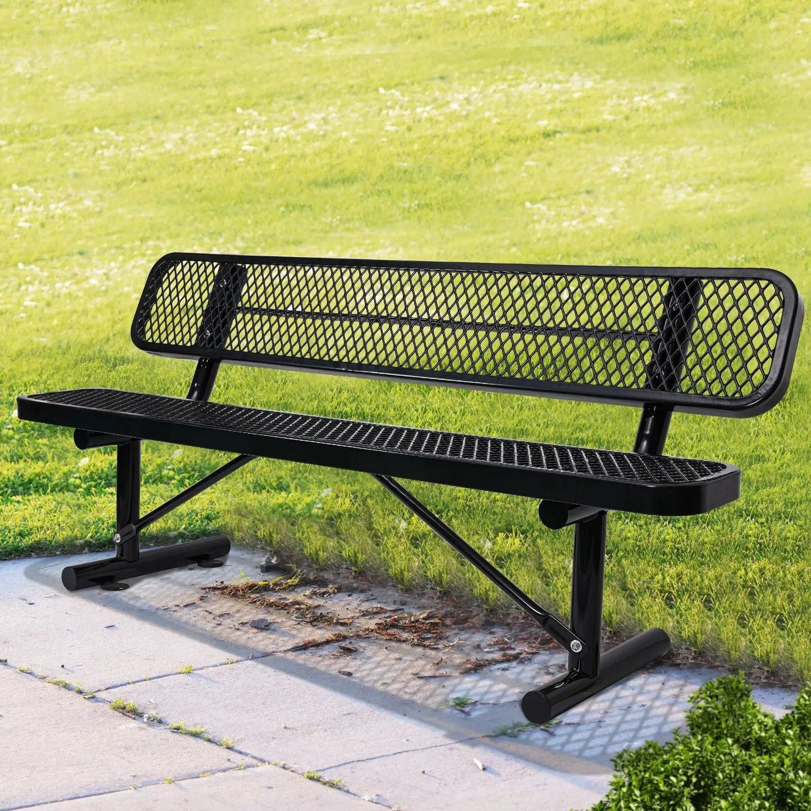 Outdoor Steel Bench With Backrest by HouseOfZazla