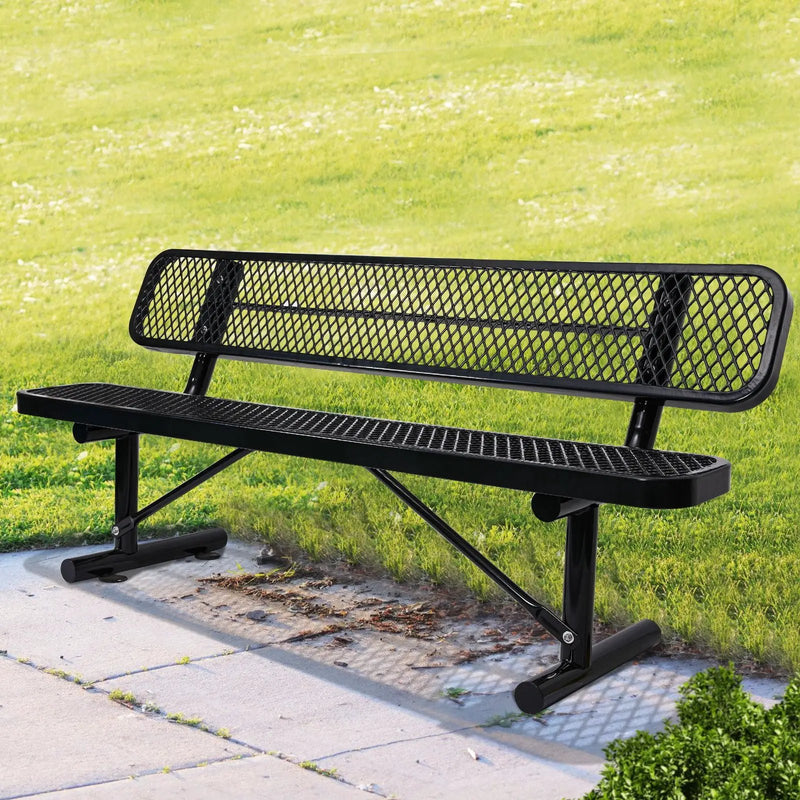 Outdoor Steel Bench With Backrest by HouseOfZazla