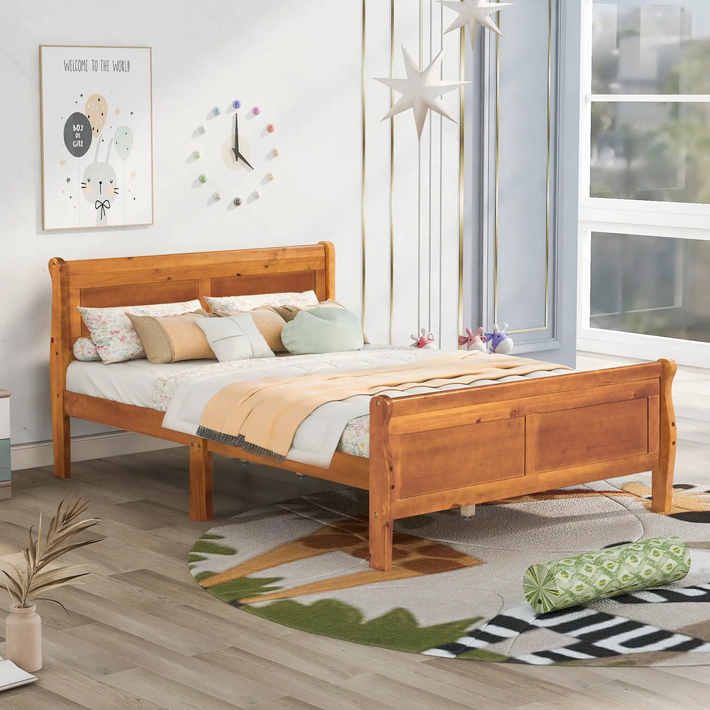 Platform Bed Frame Mattress Foundation Sleigh Bed With Headboard / Footboard / Wood Slat Suppor by Unique Piece Furniture