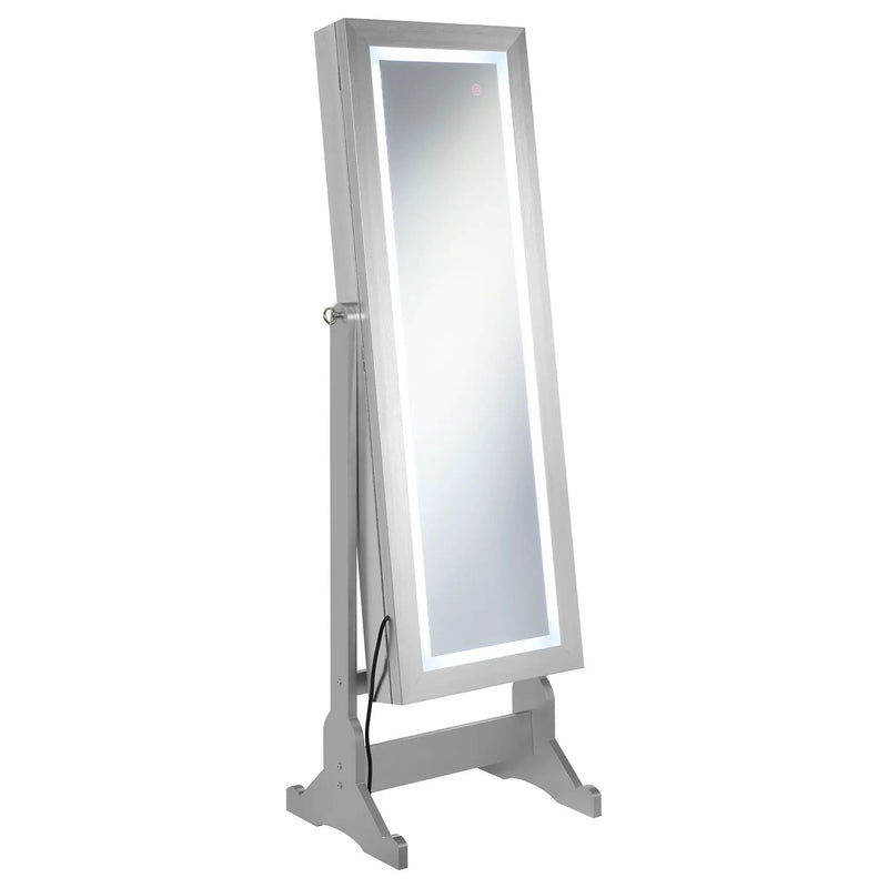 Moore Cheval Mirror with Jewelry Storage Silver by Unique Piece Furniture