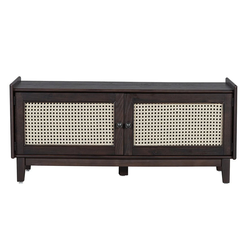 TREXM Boho Rattan Entryway Bench with Storage by HouseOfZazla