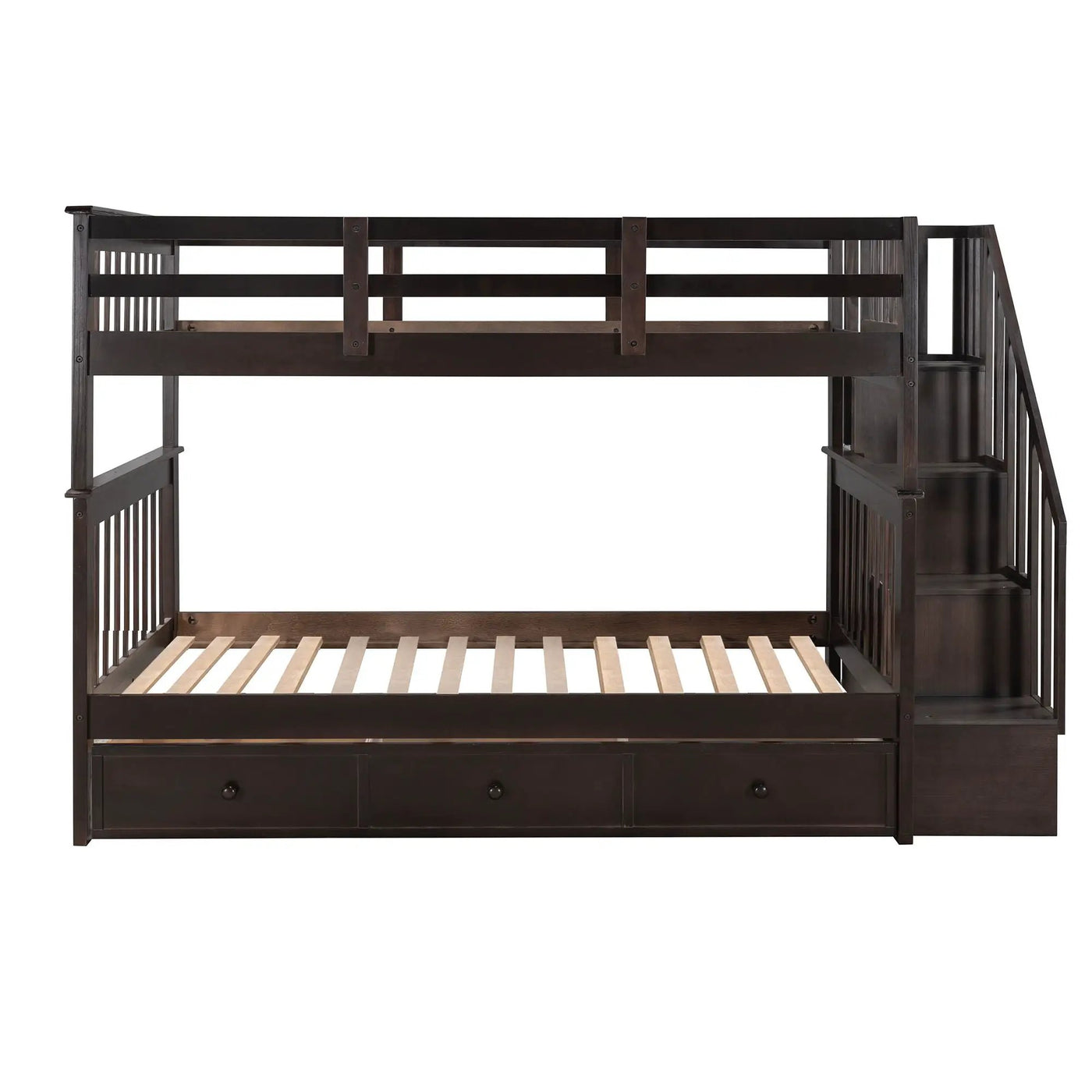 Stairway Bunk Bed With Storage And Guard Rail For Bedroom by Unique Piece Furniture