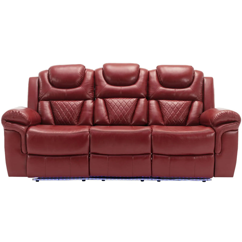 Home Theater Seating Manual Recliner Chair With Center Console And Led Light Strip For Living Room by HouseOfZazla