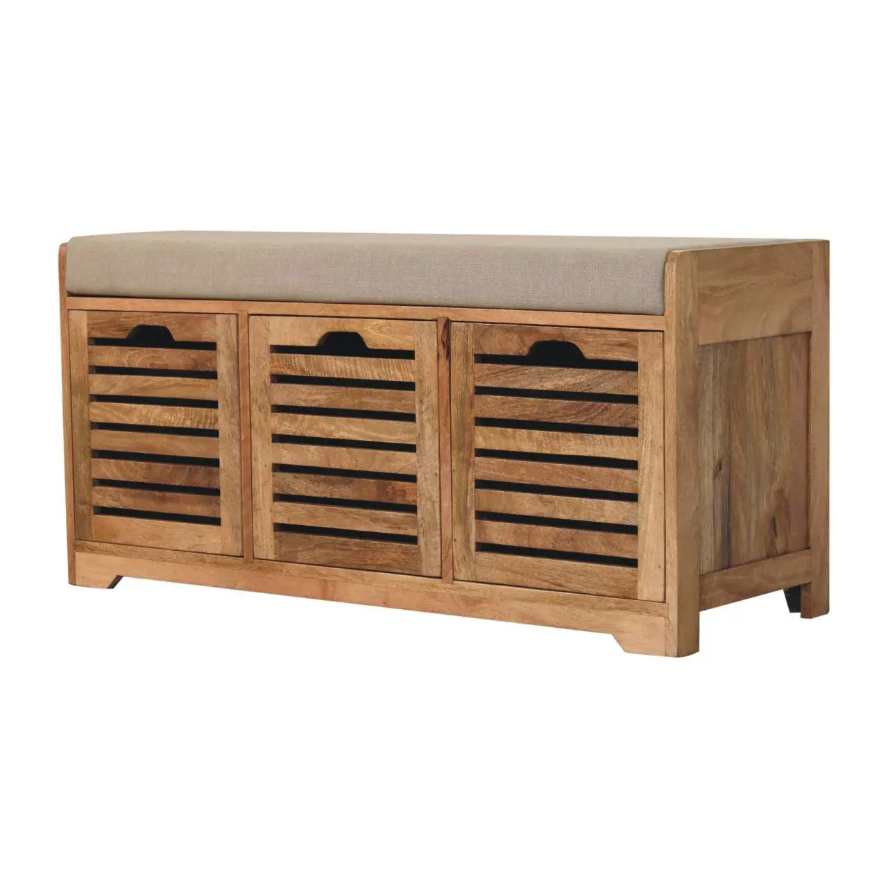 Shutter Shoe Bench, 3 Drawer - Oak by HouseOfZazla