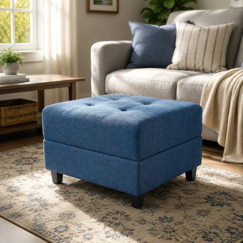 Navy Tufted Ottoman by HouseOfZazla