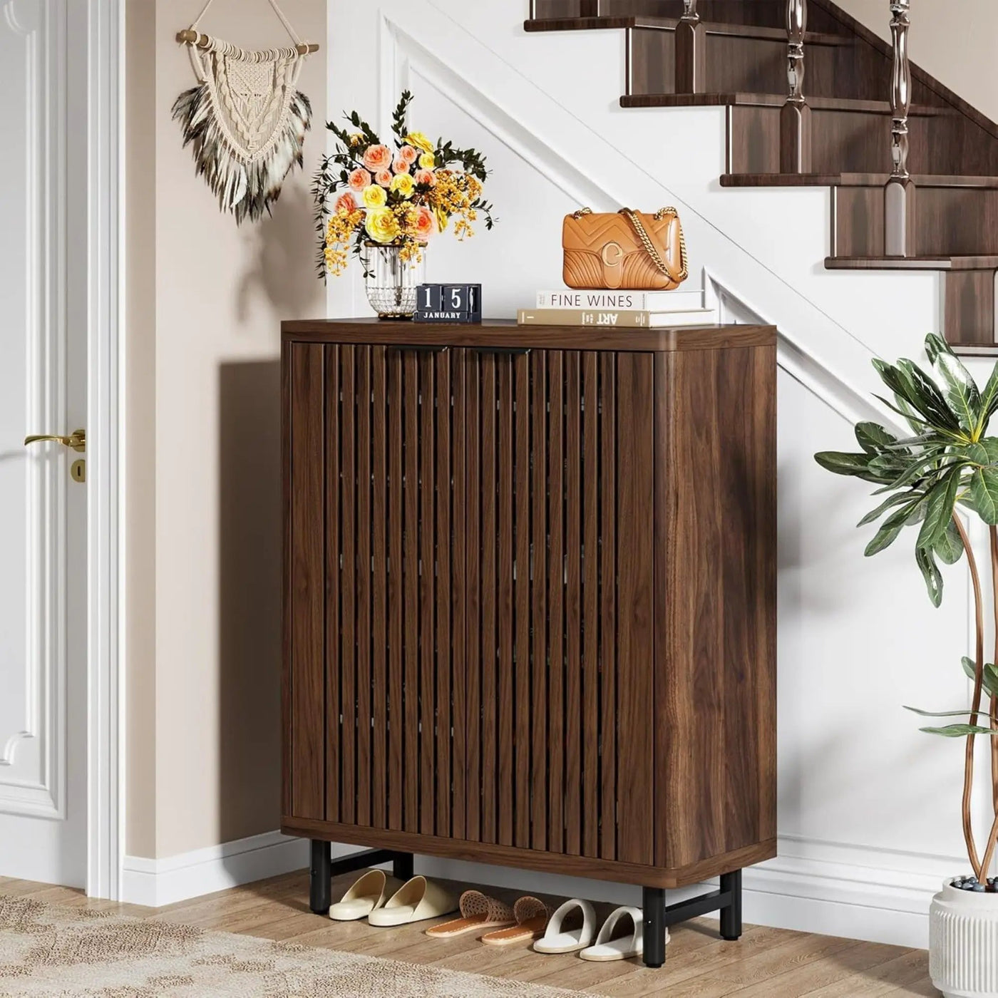 6 Tier Shoe Cabinet With Louvered Doors by HouseOfZazla