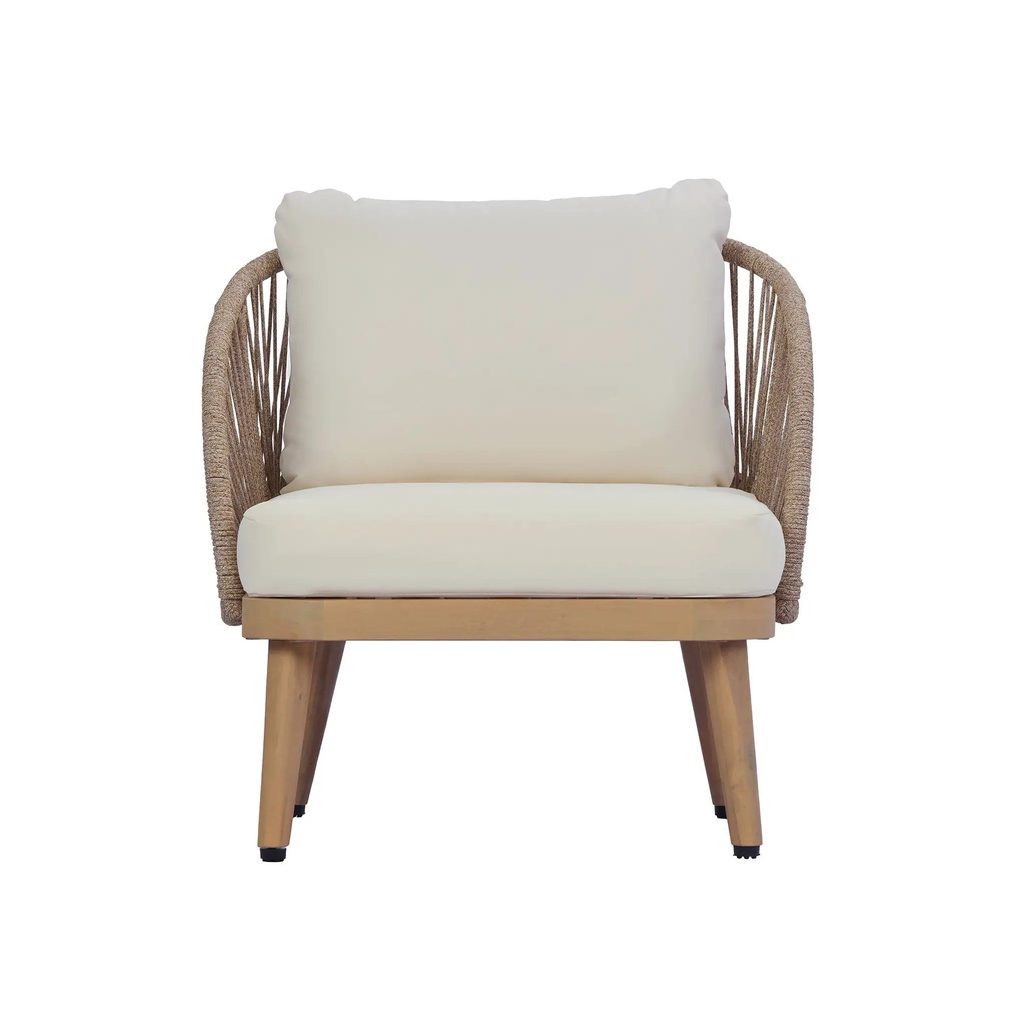 Acacia Wood Outdoor Club Chair, Curved Tub Design Patio Chair by HouseOfZazla