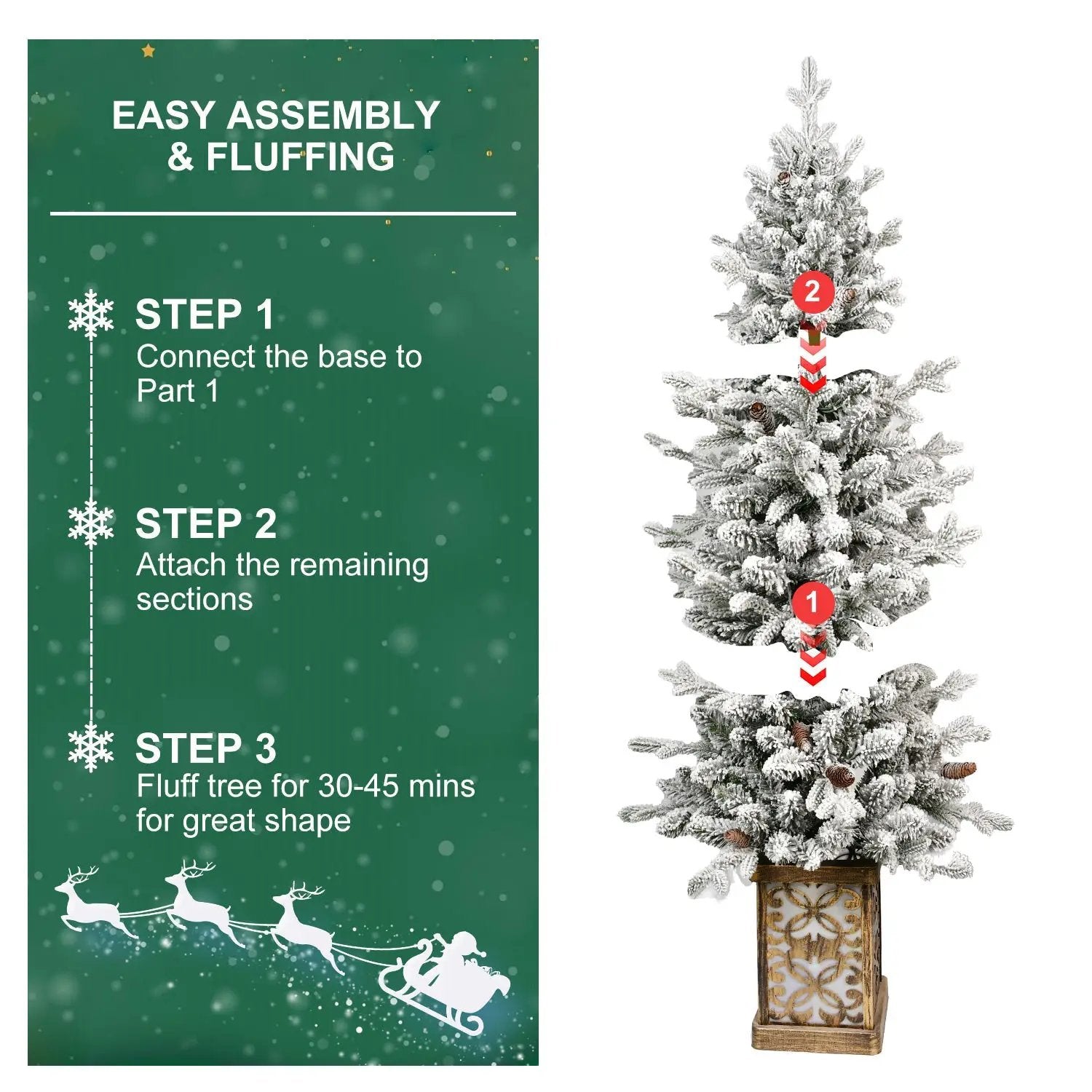4FT Flocked Christmas Tree with Multicolour LED Lights by HouseOfZazla