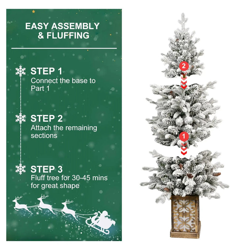 4FT Flocked Christmas Tree with Multicolour LED Lights by HouseOfZazla