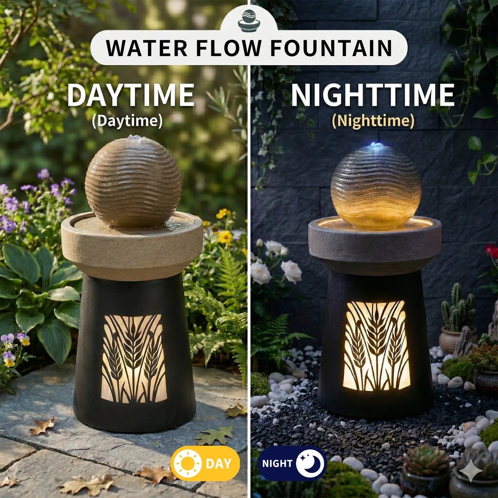 Outdoor Garden Lantern Light with Warm LED Leaf Silhouette by HouseOfZazla