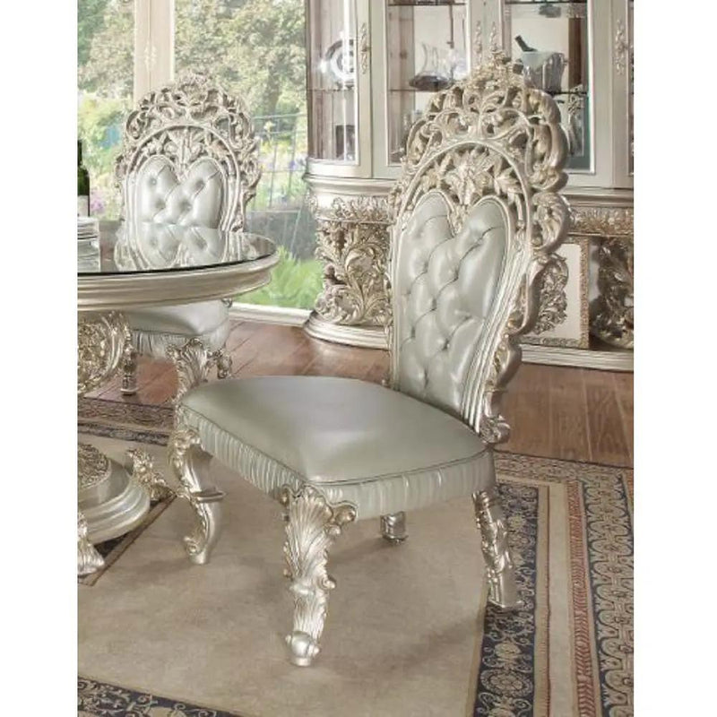 Sandoval - Side Chair (Set of 2) - Beige Synthetic Leather & Champagne by Unique Piece Furniture