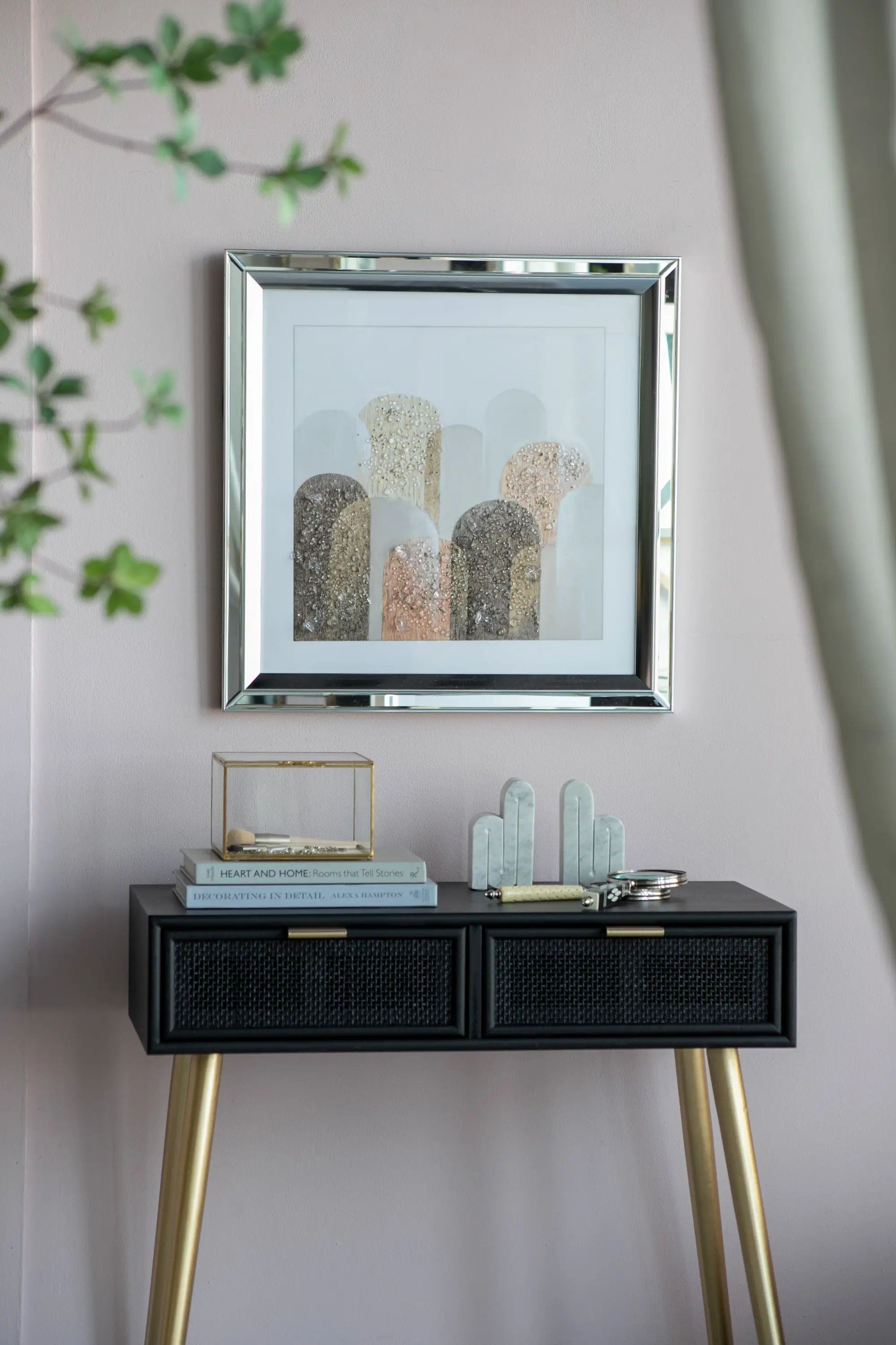 S/2 23.6x23.6' Kaiden Crystal Mirror Framed Wall Art by HouseOfZazla