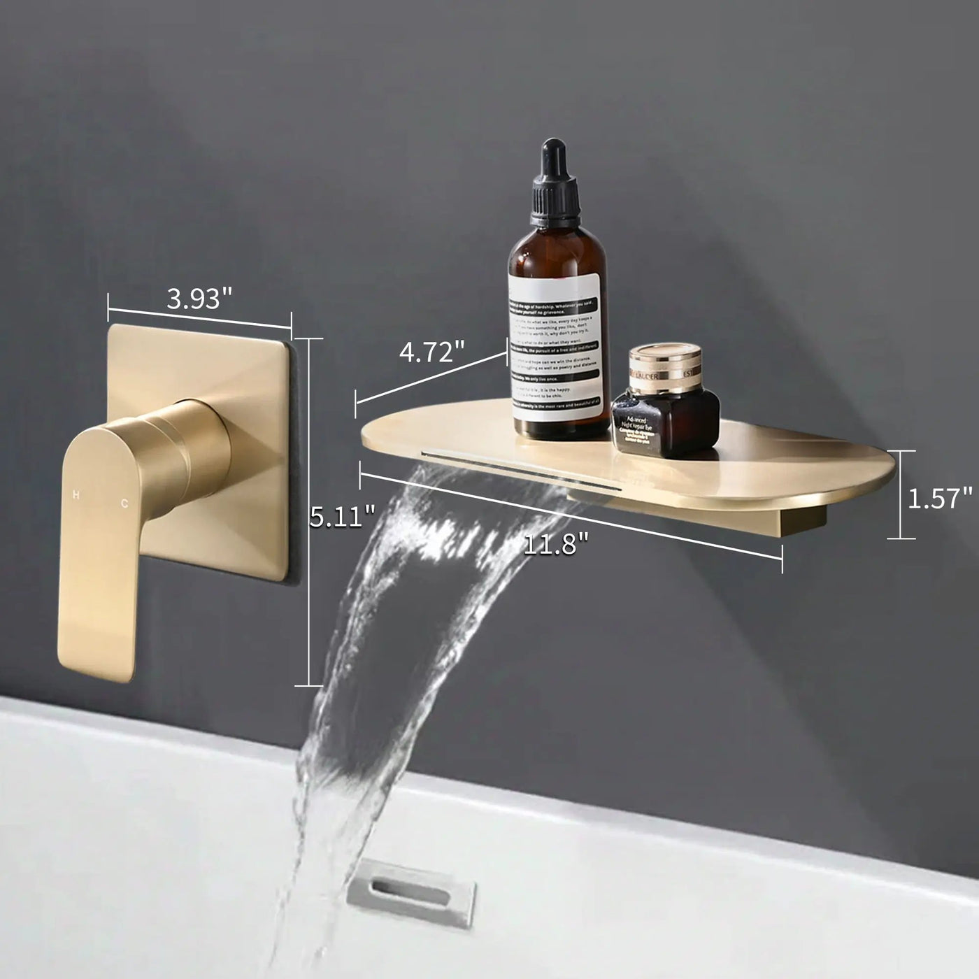 Modern Wall Mount Bathroom Sink Faucet With Waterfall Spout by HouseOfZazla