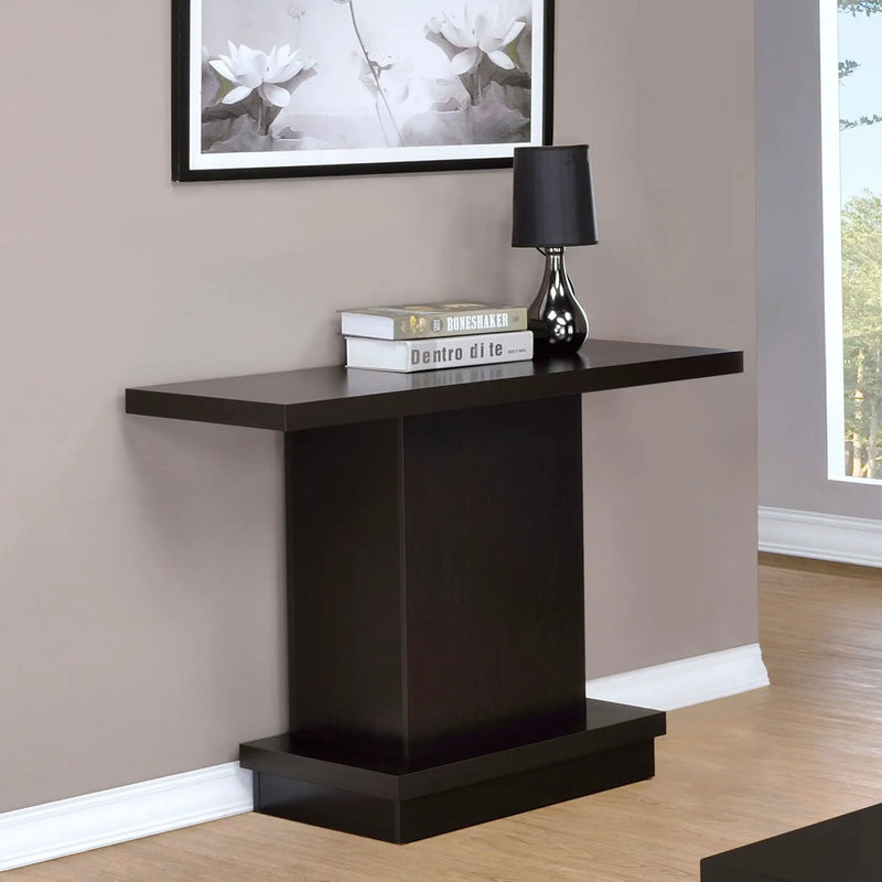 Fiona - Pedestal Console Table With Geometric Design - Cappuccino by HouseOfZazla