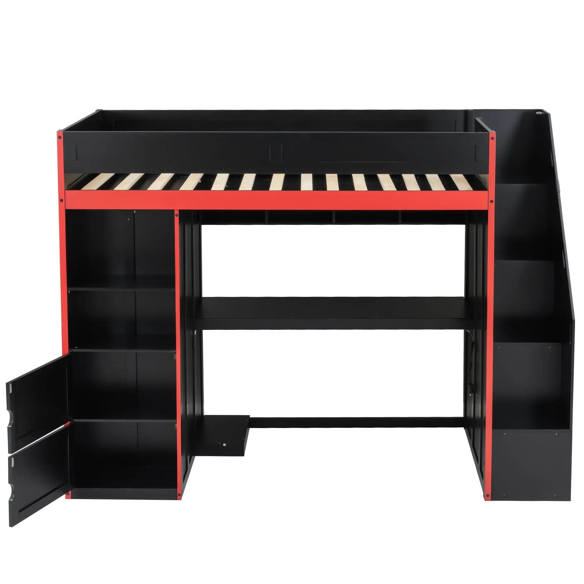 Gaming Loft Bed With Desk And Storage, LED Lights by Unique Piece Furniture