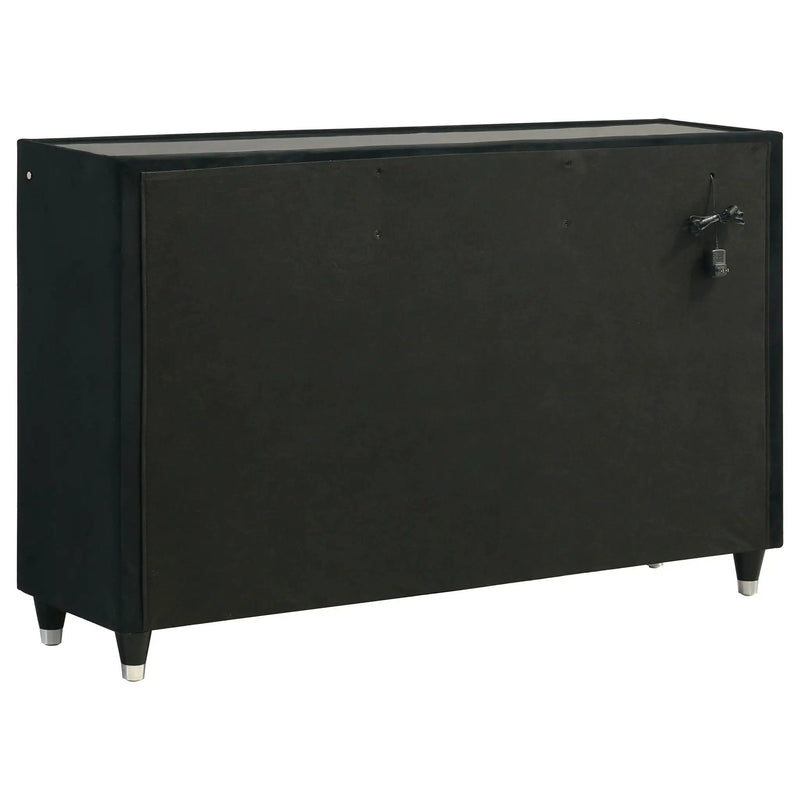 Ravenne 6-drawer Velvet Upholstered LED Dresser Cabinet Black by Unique Piece Furniture