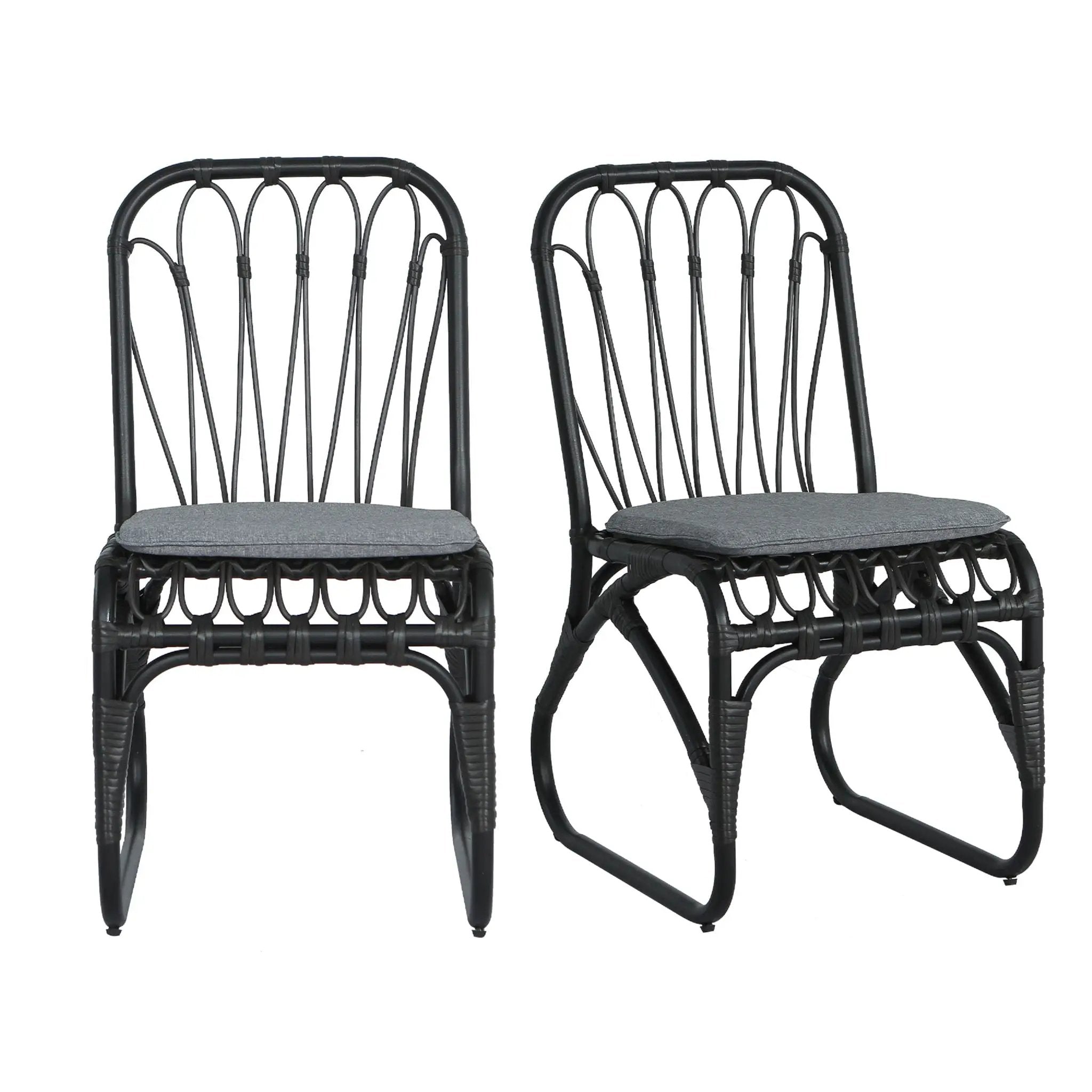 Outdoor Wicker Dining Chairs With Washable Cushions (Set of 2) by HouseOfZazla