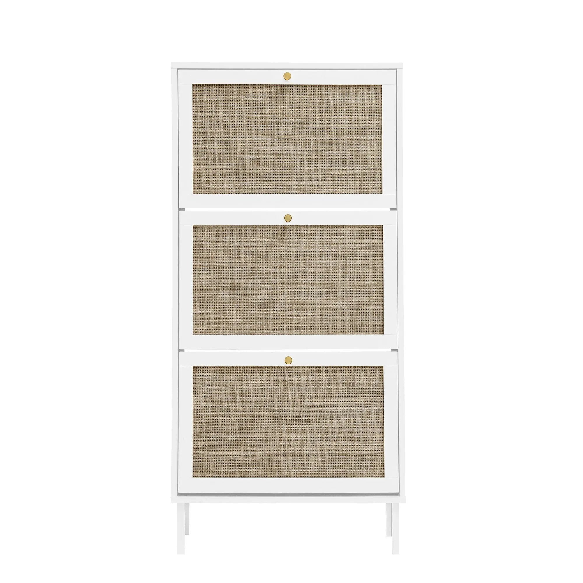 Modern Rattan 3 Door Shoe Rack Cabinet For Entryway by Unique Piece Furniture