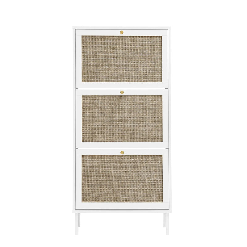 Modern Rattan 3 Door Shoe Rack Cabinet For Entryway by Unique Piece Furniture