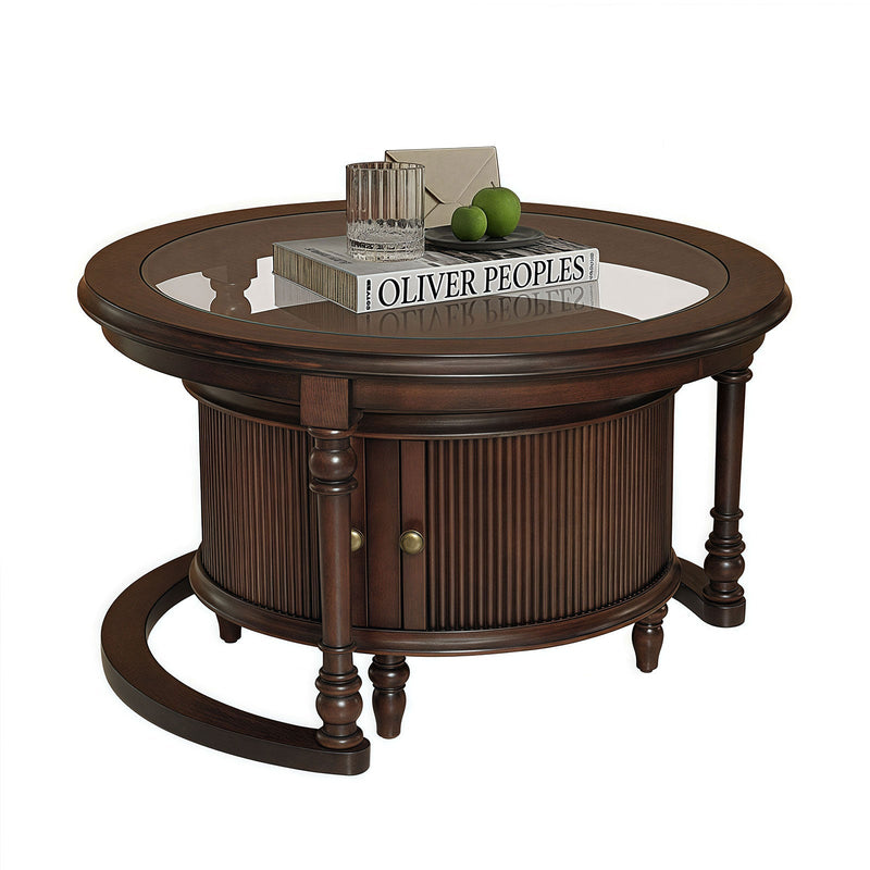 Modern Nesting Coffee Table Set with Glass and Solid Wood Frame by HouseOfZazla
